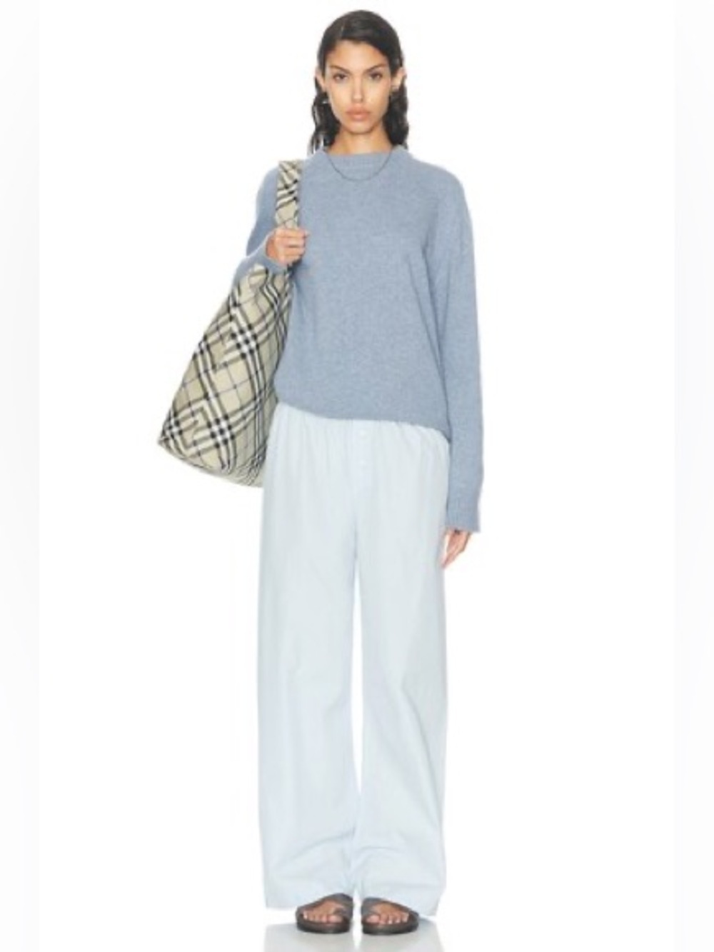 COMME SI La Boxer Alta Pant Poplin Cotton Light Blue Size Small NWT